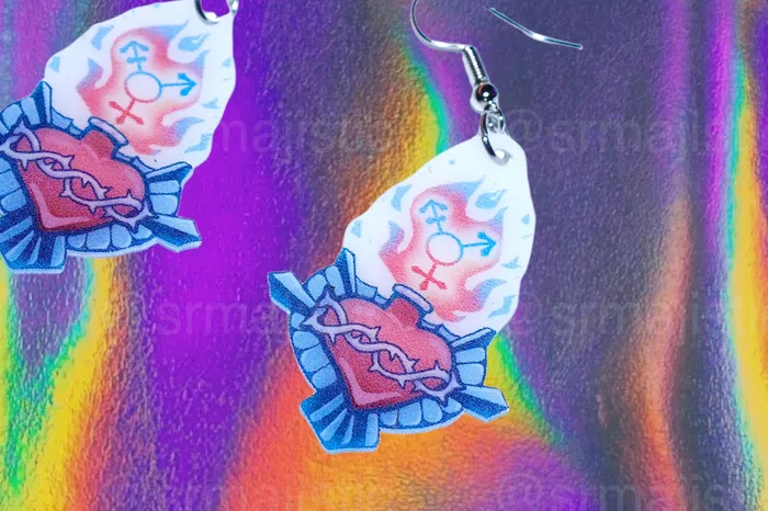 Sam Makes Things Earrings Alternative Pride Stylized Handmade Earrings collaboration with saltnox
