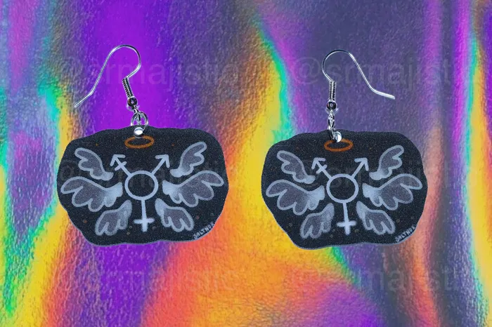 Sam Makes Things Earrings Alternative Pride Stylized Handmade Earrings collaboration with saltnox