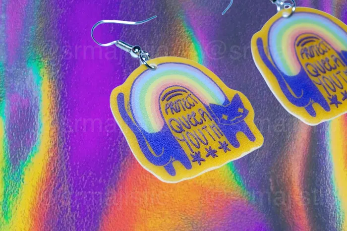 Sam Makes Things Earrings Alternative Pride Stylized Handmade Earrings collaboration with saltnox