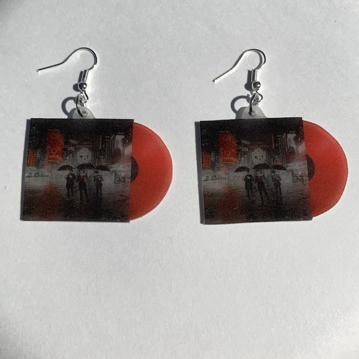Sam Makes Things Earrings Jonas Brothers A Little Bit Longer Vinyl Album Handmade Earrings