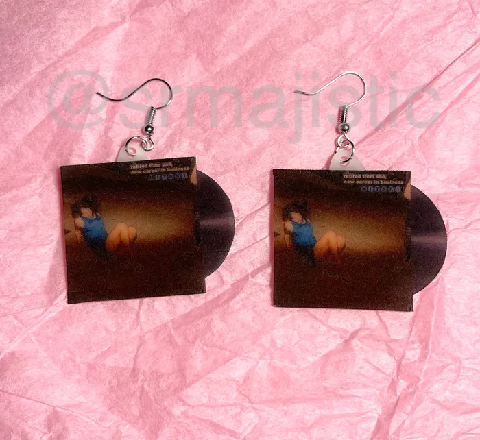 Sam Makes Things Earrings Mitski Retired from Sad New Career in Business Vinyl Album Handmade Earrings Sam Makes Things Earrings Mitski Retired from Sad New Career in Business Vinyl Album Handmade Earrings