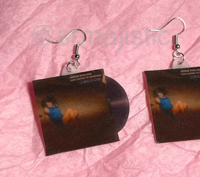 Sam Makes Things Earrings Mitski Retired from Sad New Career in Business Vinyl Album Handmade Earrings