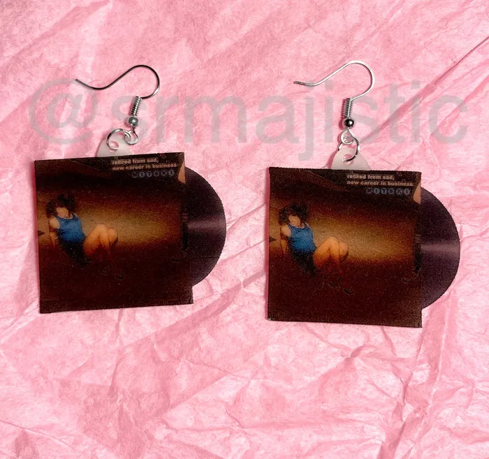 Sam Makes Things Earrings Mitski Retired from Sad New Career in Business Vinyl Album Handmade Earrings