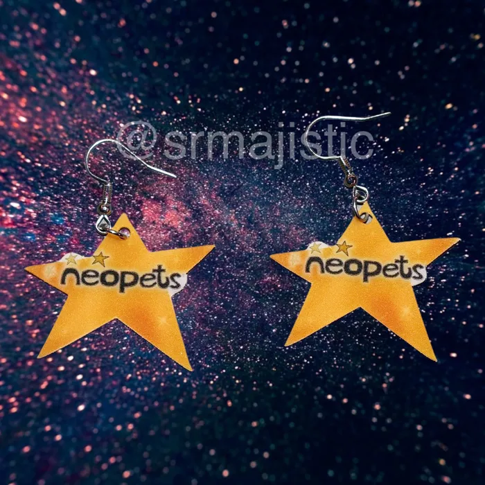 Sam Makes Things Neopets Logo Tag 2D cute detailed Handmade Earrings Earrings
