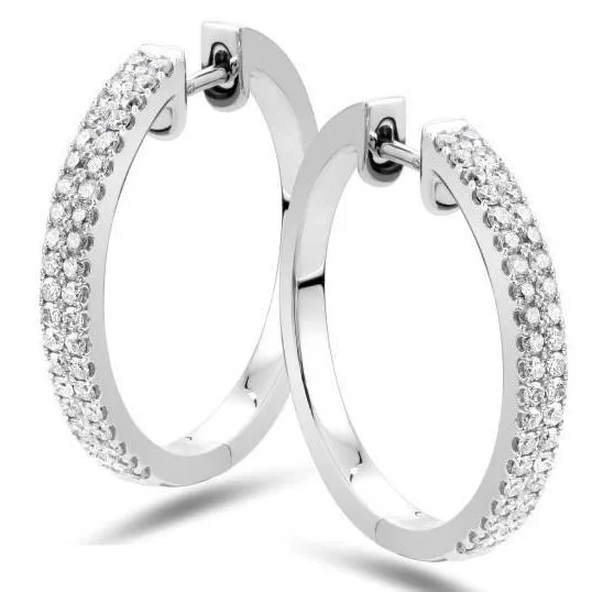 14K White Gold 3 Carats Prong Set Natural Earth Mined Diamonds Ladies Hoop Earrings GB Earrings 14K White Gold 3 Carats Prong Set Natural Earth Mined Diamonds Ladies Hoop Earrings GB Earrings