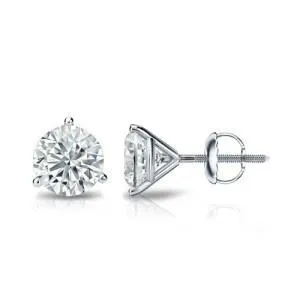25 Carat Round Prong Set Real Natural Earth Mined Diamond Stud Earring Solid White Gold 14K GB Earrings 25 Carat Round Prong Set Real Natural Earth Mined Diamond Stud Earring Solid White Gold 14K GB Earrings