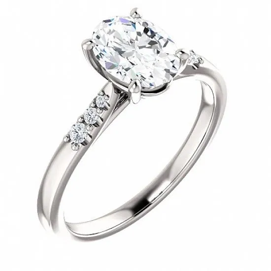 2 Carats Oval Natural Earth Mined Diamond Wedding Anniversary Ring 14K White Gold GB Rings