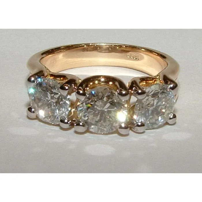 3 Carats Natural Earth Mined Diamond Engagement Ring 3 Stone Jewelry GB Rings