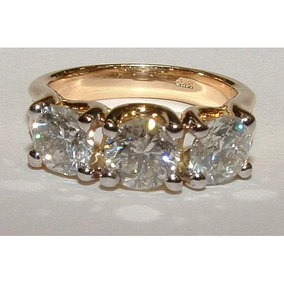 3 Carats Natural Earth Mined Diamond Engagement Ring 3 Stone Jewelry GB Rings