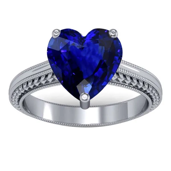 3 Carats Solitaire Ceylon Blue Sapphire Ring Antique Style White Gold HarryChadEntcom Rings 3 Carats Solitaire Ceylon Blue Sapphire Ring Antique Style White Gold HarryChadEntcom Rings