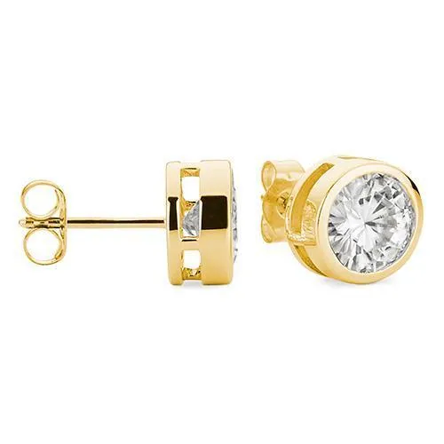 3 Ct Round Cut Natural Earth Mined Diamond Women Studs Earrings Yellow Gold GB Earrings