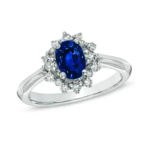 3 Ct Sri Lankan Sapphire With Natural Earth Mined Diamonds Ring White Gold 14K GB Rings 3 Ct Sri Lankan Sapphire With Natural Earth Mined Diamonds Ring White Gold 14K GB Rings
