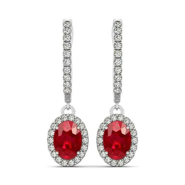 706 Carats Ruby And Natural Earth Mined Diamond Ladies Dangle Earring 14K White Gold GB Earrings 706 Carats Ruby And Natural Earth Mined Diamond Ladies Dangle Earring 14K White Gold GB Earrings
