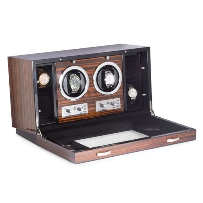 Bey Berk Watches Bey Berk Ebony Burlwood 2 Watch Winder Storage Case