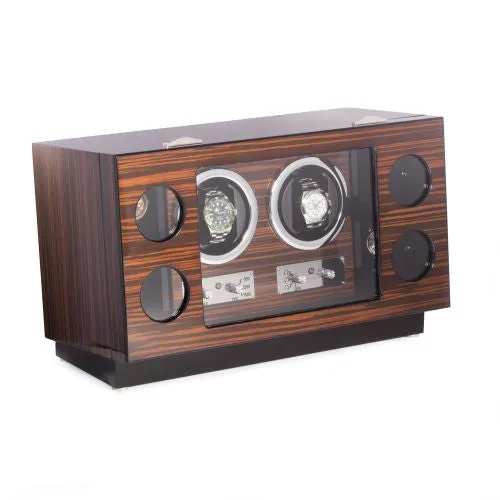 Bey Berk Watches Bey Berk Ebony Burlwood 2 Watch Winder Storage Case Bey Berk Watches Bey Berk Ebony Burlwood 2 Watch Winder Storage Case