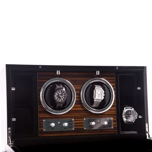Bey Berk Watches Bey Berk Ebony Burlwood 2 Watch Winder Storage Case Bey Berk Watches Bey Berk Ebony Burlwood 2 Watch Winder Storage Case
