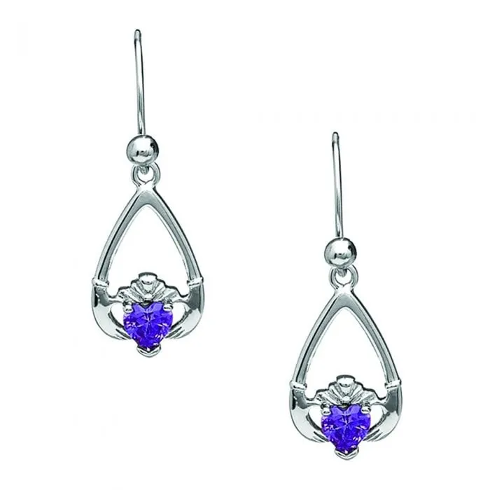 Boru Jewelry Sterling Silver FebruaryAmethyst Birthstone Claddagh CZ Earrings Boru Jewelry Earrings Boru Jewelry Sterling Silver FebruaryAmethyst Birthstone Claddagh CZ Earrings Boru Jewelry Earrings