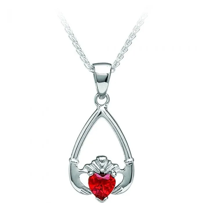 Boru Jewelry Sterling Silver JanuaryGarnet Birthstone Claddagh CZ Pendant Boru Jewelry Necklaces Boru Jewelry Sterling Silver JanuaryGarnet Birthstone Claddagh CZ Pendant Boru Jewelry Necklaces