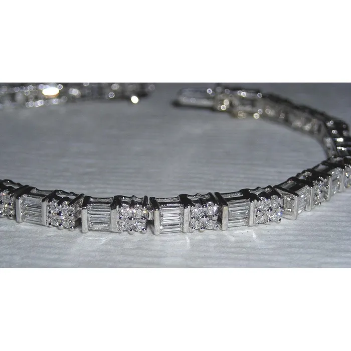 Bracelets GB 10 Carats Real Natural Earth Mined Diamond Tennis Bracelet White Gold Baguettes Bracelets GB 10 Carats Real Natural Earth Mined Diamond Tennis Bracelet White Gold Baguettes
