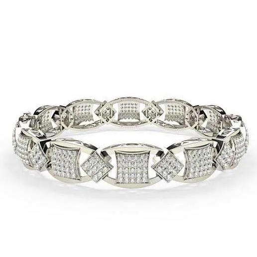 Bracelets GB 820 Carats Sparkling Natural Earth Mined Diamonds Link Men Bracelet White Gold 14K Bracelets GB 820 Carats Sparkling Natural Earth Mined Diamonds Link Men Bracelet White Gold 14K