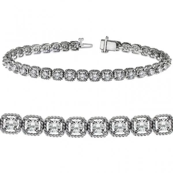 Bracelets GB Round Prong Set Natural Earth Mined Diamond Tennis Bracelet 720 Carats White Gold 14K Bracelets GB Round Prong Set Natural Earth Mined Diamond Tennis Bracelet 720 Carats White Gold 14K