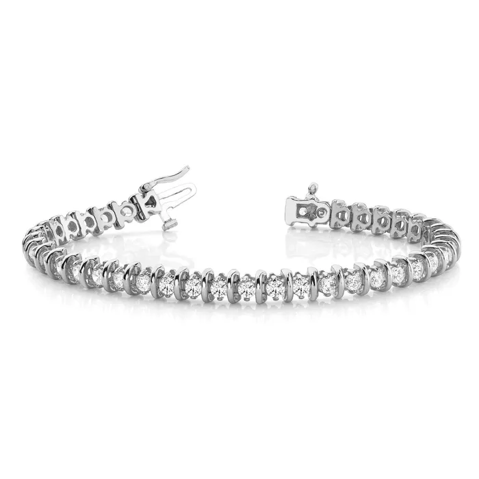 Bracelets GB White Gold 14K 4 Carats Natural Earth Mined Diamond Tennis Bracelet Lady Jewelry Bracelets GB White Gold 14K 4 Carats Natural Earth Mined Diamond Tennis Bracelet Lady Jewelry