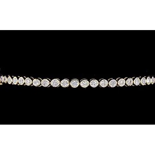 Bracelets GB Women Natural Earth Mined Diamond Bracelet 5 Carats Bezel Set Yellow Gold New Bracelets GB Women Natural Earth Mined Diamond Bracelet 5 Carats Bezel Set Yellow Gold New