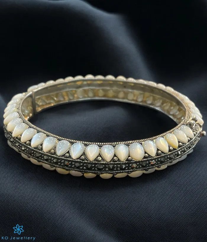 Bracelets Marcasite The Moonlit Silver Marcasite Openable Bracelet Free Size