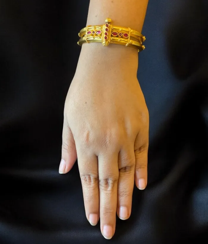 Bracelets Silversmith The Madhana Silver Coorgi 2 layer BraceletSingle Size 22242628