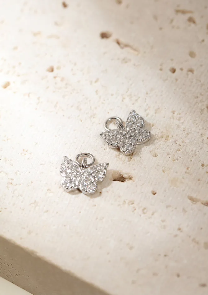 Butterfly Charm Hoop Earrings Sterling Silver Hey Happiness Earrings