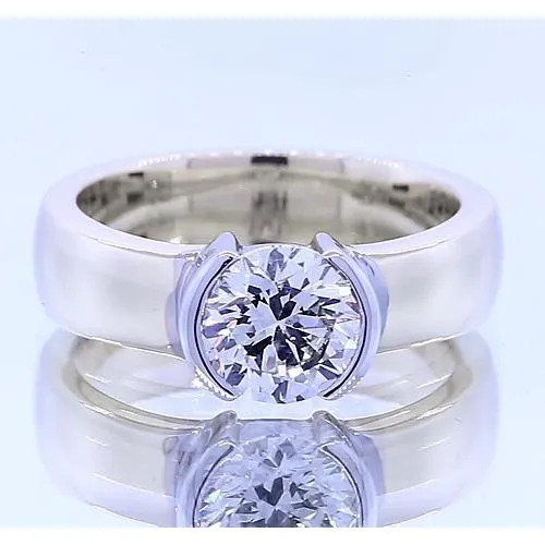 Classic Style 1 Carat Round Natural Earth Mined Diamond Half Bezel Mens Ring GB Rings Classic Style 1 Carat Round Natural Earth Mined Diamond Half Bezel Mens Ring GB Rings
