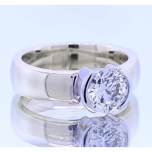 Classic Style 1 Carat Round Natural Earth Mined Diamond Half Bezel Mens Ring GB Rings Classic Style 1 Carat Round Natural Earth Mined Diamond Half Bezel Mens Ring GB Rings