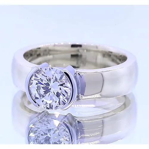 Classic Style 1 Carat Round Natural Earth Mined Diamond Half Bezel Mens Ring GB Rings Classic Style 1 Carat Round Natural Earth Mined Diamond Half Bezel Mens Ring GB Rings