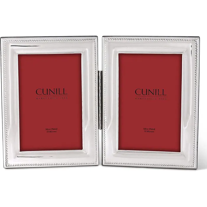 Cunill Beaded Silver Plated Double 4x6 Hinged Picture Frame Cunill Rings Cunill Beaded Silver Plated Double 4x6 Hinged Picture Frame Cunill Rings