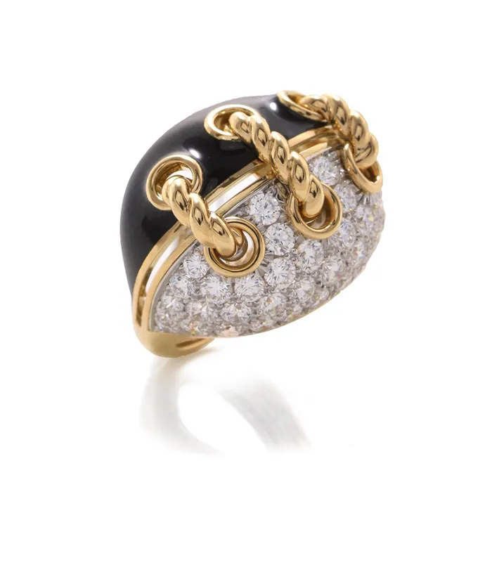 David Webb Rings Shoelace Ring Black Enamel