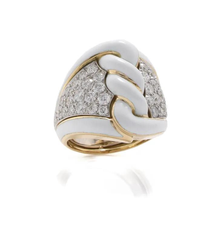 David Webb Rope Ring White Enamel Rings