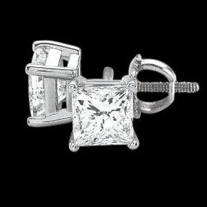 Earrings GB 25 Carat Princess Natural Earth Mined Diamond Ce Stud Earrings Gold Earrings GB 25 Carat Princess Natural Earth Mined Diamond Ce Stud Earrings Gold