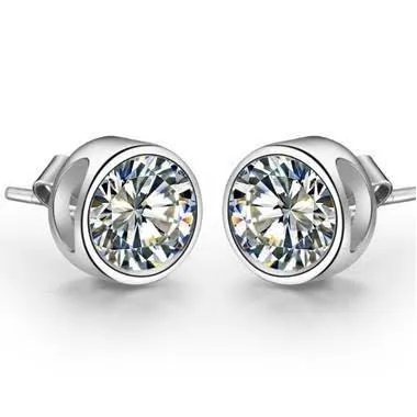 Earrings GB 2 Carats Round Solitaire Natural Earth Mined Diamond Stud Earring White Gold Earrings GB 2 Carats Round Solitaire Natural Earth Mined Diamond Stud Earring White Gold