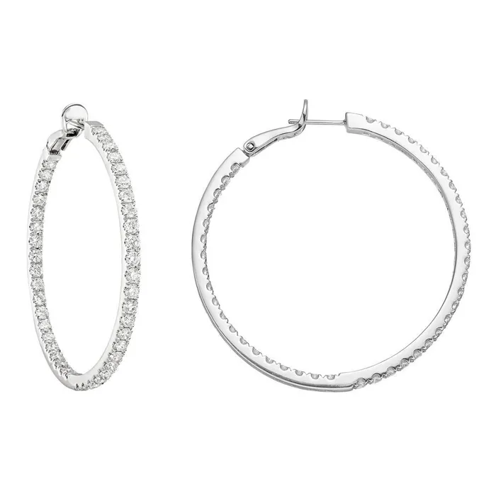 Earrings GB 350 Carats F Vvs1 Brilliant Cut Natural Earth Mined Diamonds Hoop Earrings Gold White
