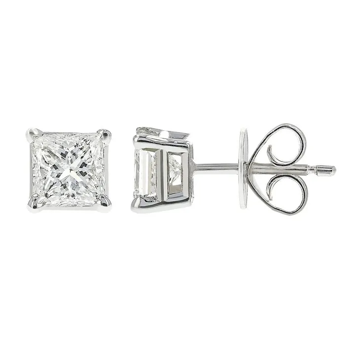 Earrings GB 5 Carats Princess Cut Natural Earth Mined Diamond Women Studs Earrings White Gold Earrings GB 5 Carats Princess Cut Natural Earth Mined Diamond Women Studs Earrings White Gold