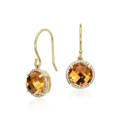 Earrings GB Dangle Earrings 3048 Ct Madeira Citrine Natural Earth Mined Diamonds Yellow Gold 14K Earrings GB Dangle Earrings 3048 Ct Madeira Citrine Natural Earth Mined Diamonds Yellow Gold 14K