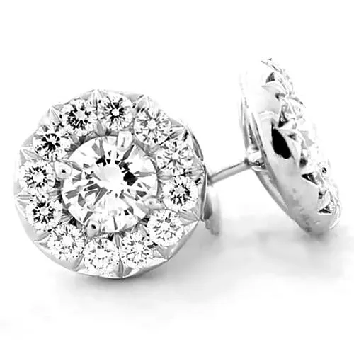Earrings GB Halo Natural Earth Mined Diamond Stud Earrings 180 Carats Earrings GB Halo Natural Earth Mined Diamond Stud Earrings 180 Carats