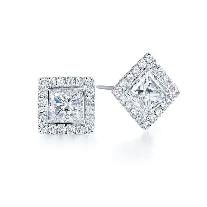 Earrings GB Princess Round 5 Carats Natural Earth Mined Diamond Stud Halo Earrings White Gold 14K Earrings GB Princess Round 5 Carats Natural Earth Mined Diamond Stud Halo Earrings White Gold 14K
