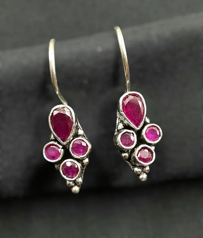 Earrings Gemstone The Paras Silver Gemstone Earrings Red