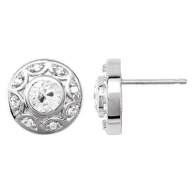 Earrings HarryChadEntcom Antique Style Mined Diamond Earrings 325 Ct Old Cut White Gold Studs