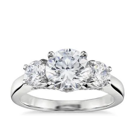 GB 150 Carats Round Cut Natural Earth Mined Diamond 3 Stone Wedding Ring White Gold 14K Rings GB 150 Carats Round Cut Natural Earth Mined Diamond 3 Stone Wedding Ring White Gold 14K Rings