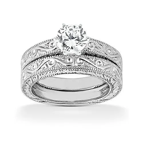 GB 1 Carat Natural Earth Mined Diamond Solitaire Wedding Ring Band Set F VS1 Rings GB 1 Carat Natural Earth Mined Diamond Solitaire Wedding Ring Band Set F VS1 Rings