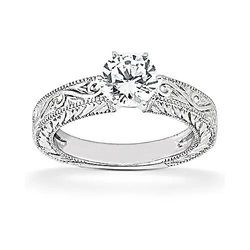 GB 1 Carat Natural Earth Mined Diamond Solitaire Wedding Ring Band Set F VS1 Rings