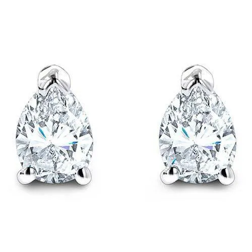 GB 5 Carats Natural Earth Mined Diamond Stud Solitaire Earring Big Prong Set Pear Cut Earrings GB 5 Carats Natural Earth Mined Diamond Stud Solitaire Earring Big Prong Set Pear Cut Earrings