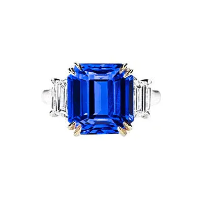 GB 8 Carat Blue Sapphire And Natural Earth Mined Diamond Ring Rings